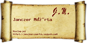 Janczer Márta névjegykártya